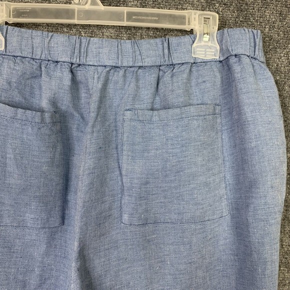 Chicos 2 T Linen Pull On Pants Blue Straight Leg Pockets Washable - Picture 8 of 10